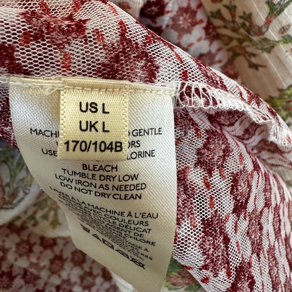 Free People Because I love You Tunic Sheer Floral Boho Oversize Size Large - Picture 5 of 10